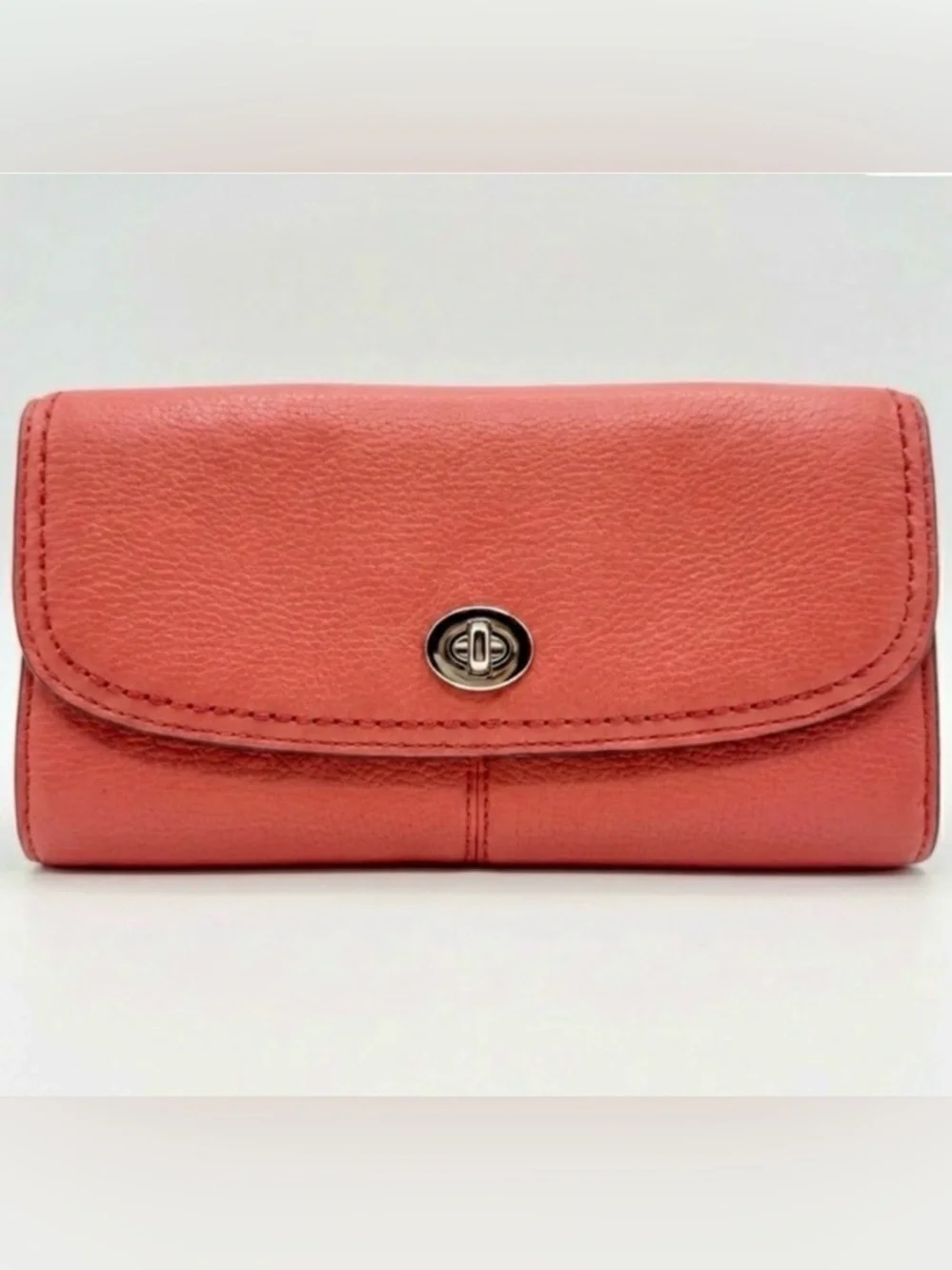 Coach “Park” Leather Turn lock slim envelope wallet F49167 in Tea Rose 🌹 NWT